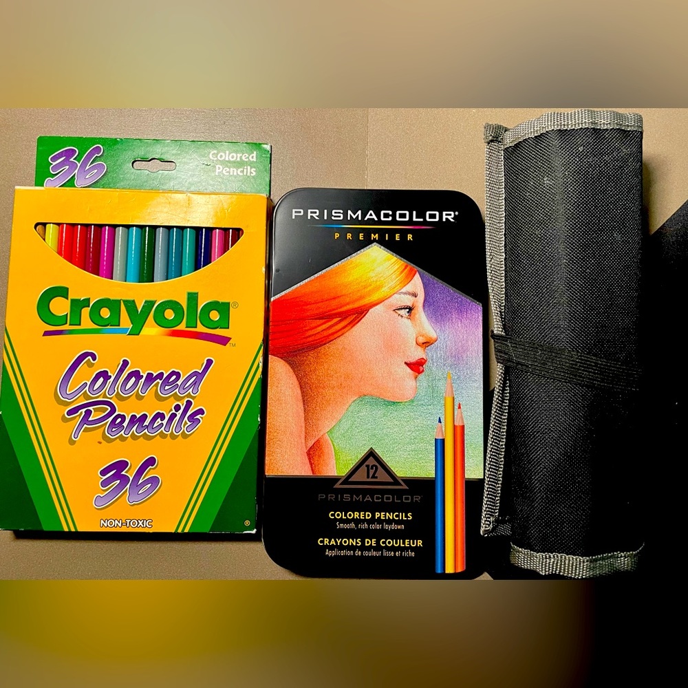 Prismacolor premier colored pencils 12 plus crayola 36 & wrap storage case
